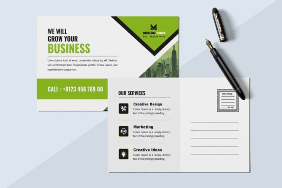 Business Postcard Layout with Green: A Modern Solution for Streamlined Creative Workflows