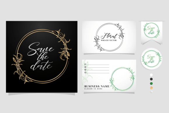 Circle or Ellipse Floral Leaf Wreath for Creative Projects