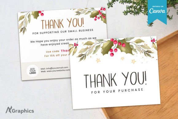 Elevate Your Brand with a Floral Christmas Thank You Card Template: The Ultimate Editable Business Tool
